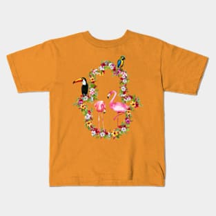 Tropical Birds & Plants Hamsa Amulet Kids T-Shirt